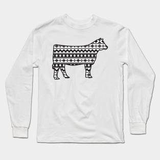 Livestock Show Heifer with Southwest Pattern Long Sleeve T-Shirt